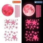 3D Roze Maan en Sterren Nachtlampje Nachtlampen