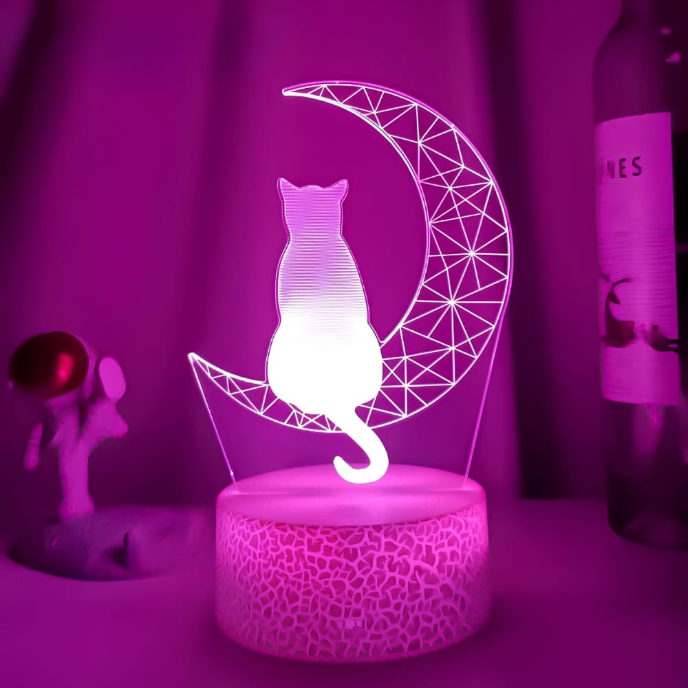Acrylisch Kat En Maan Nachtlampje Nachtlampen