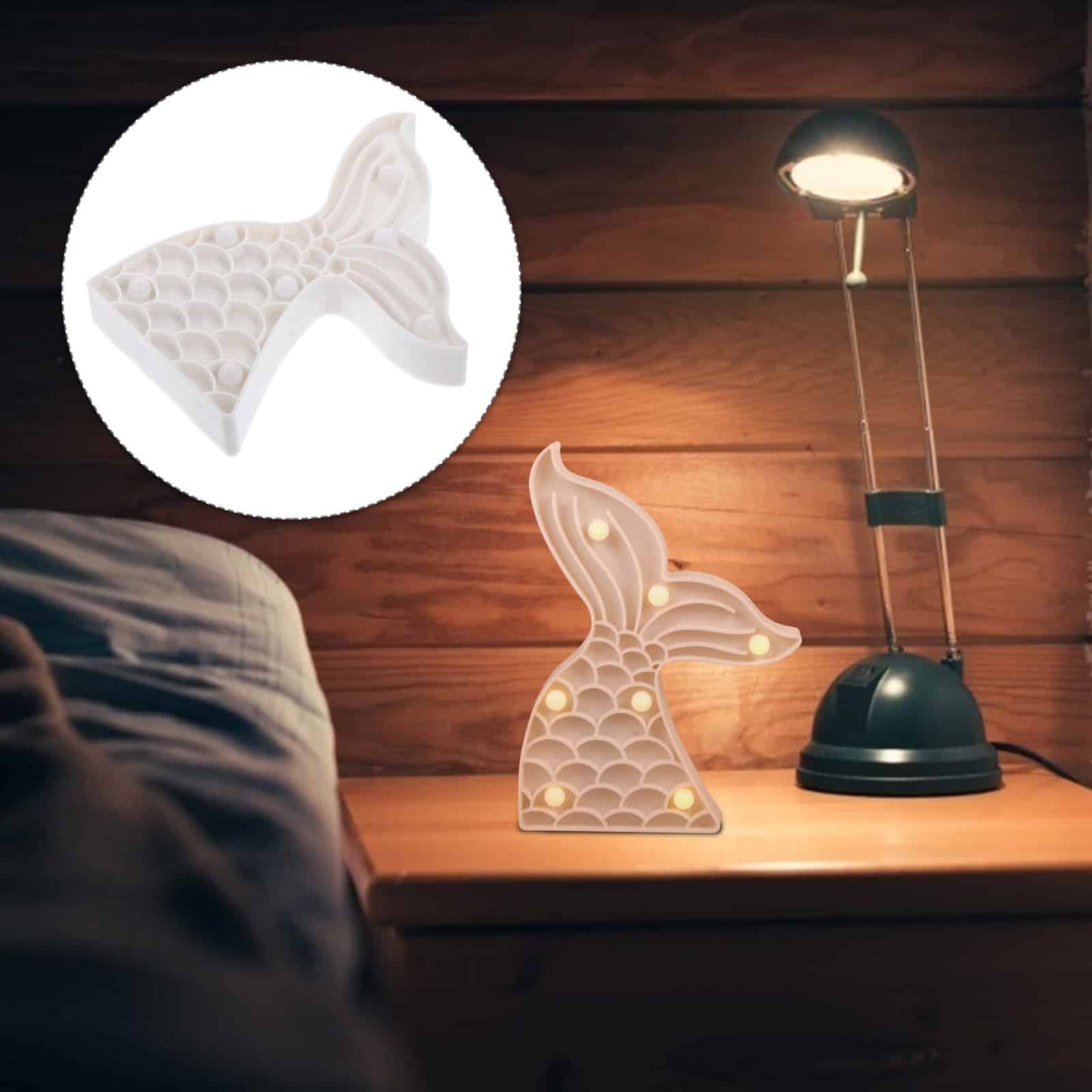 LED Zeemeerminstaart Nachtlampje 22x17x3cm Meerdere Kleuren Slaapkamer Nachtlampen