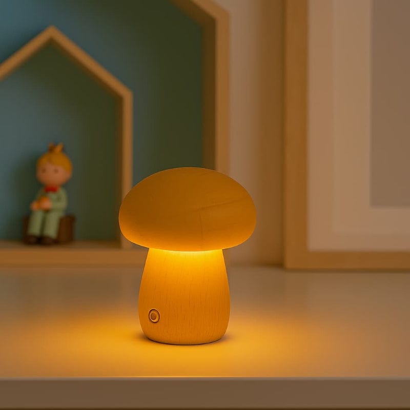 MushGlow Houten Paddenstoel Lamp Nachtlampen