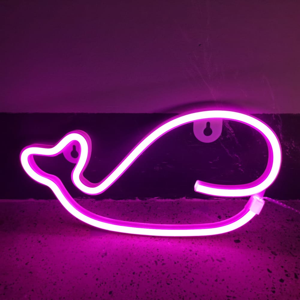Neon Walvis Nachtlampje 28x14 Nachtlampen