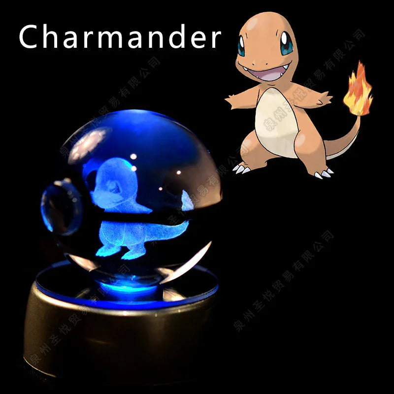 Oranje Charmander 3D Nachtlampje Glasbol LED Warm Licht Nachtlampen