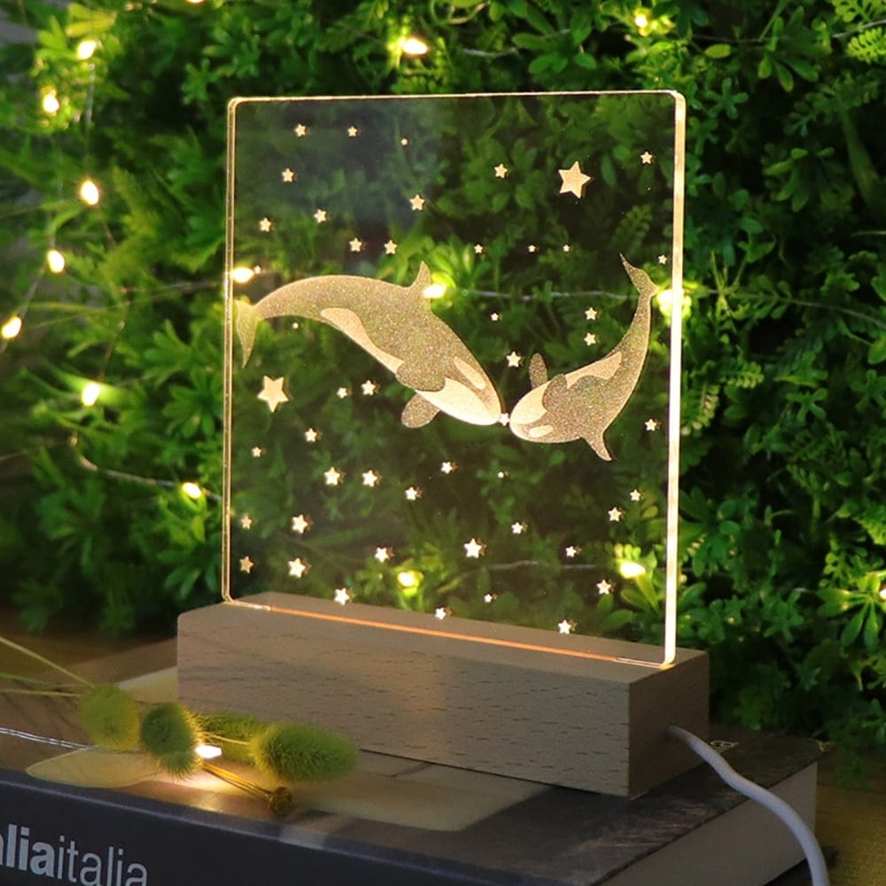 3D Acryl Walviskoppel Nachtlampje Nachtlampen