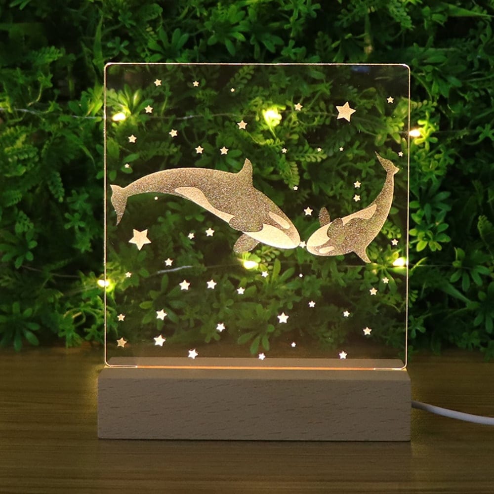 3D Acryl Walviskoppel Nachtlampje Nachtlampen