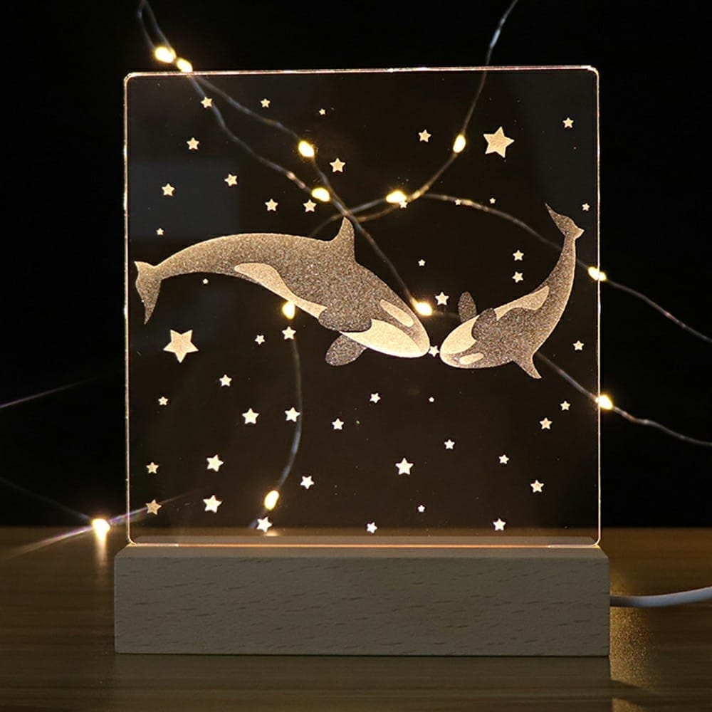 3D Acryl Walviskoppel Nachtlampje Nachtlampen