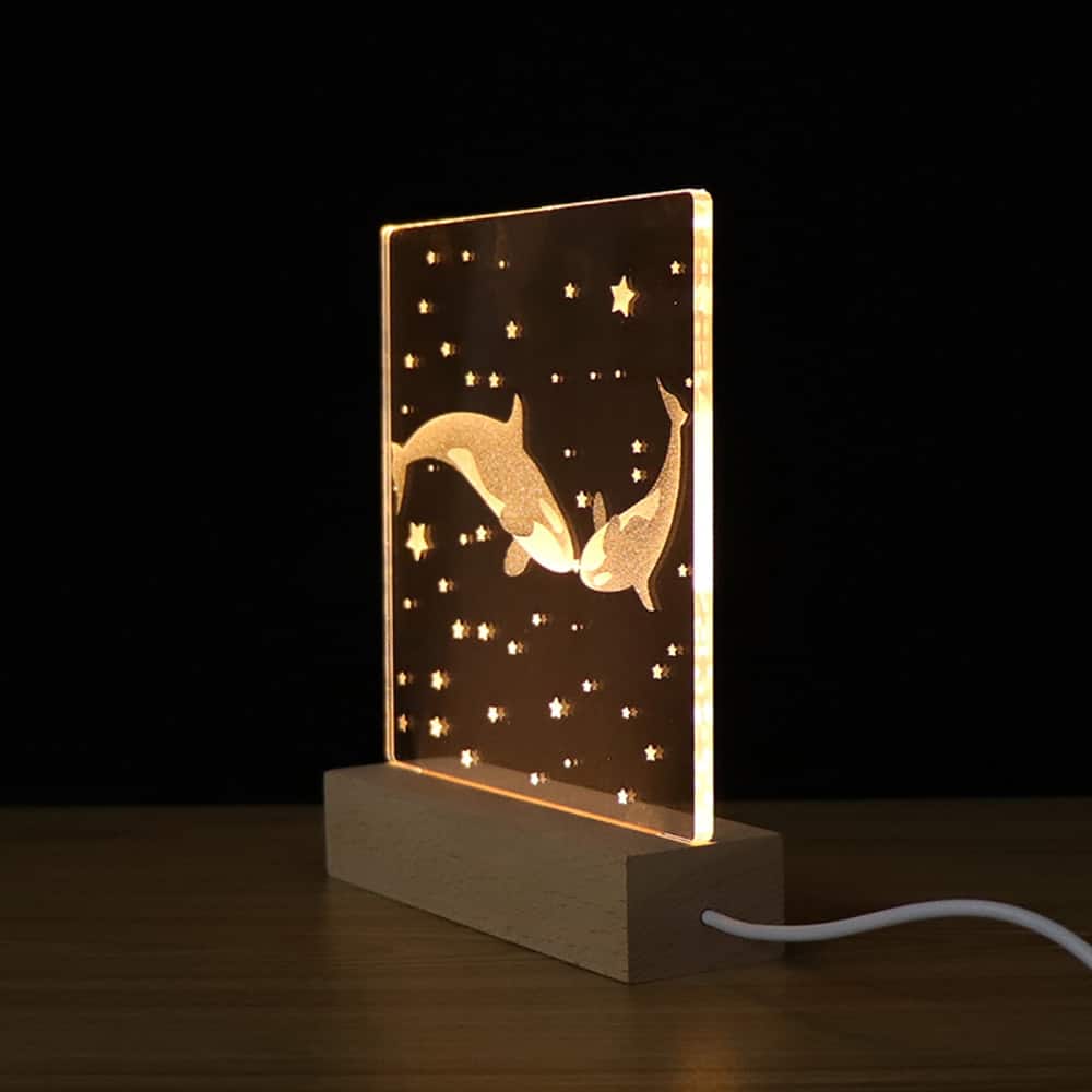 3D Acryl Walviskoppel Nachtlampje Nachtlampen
