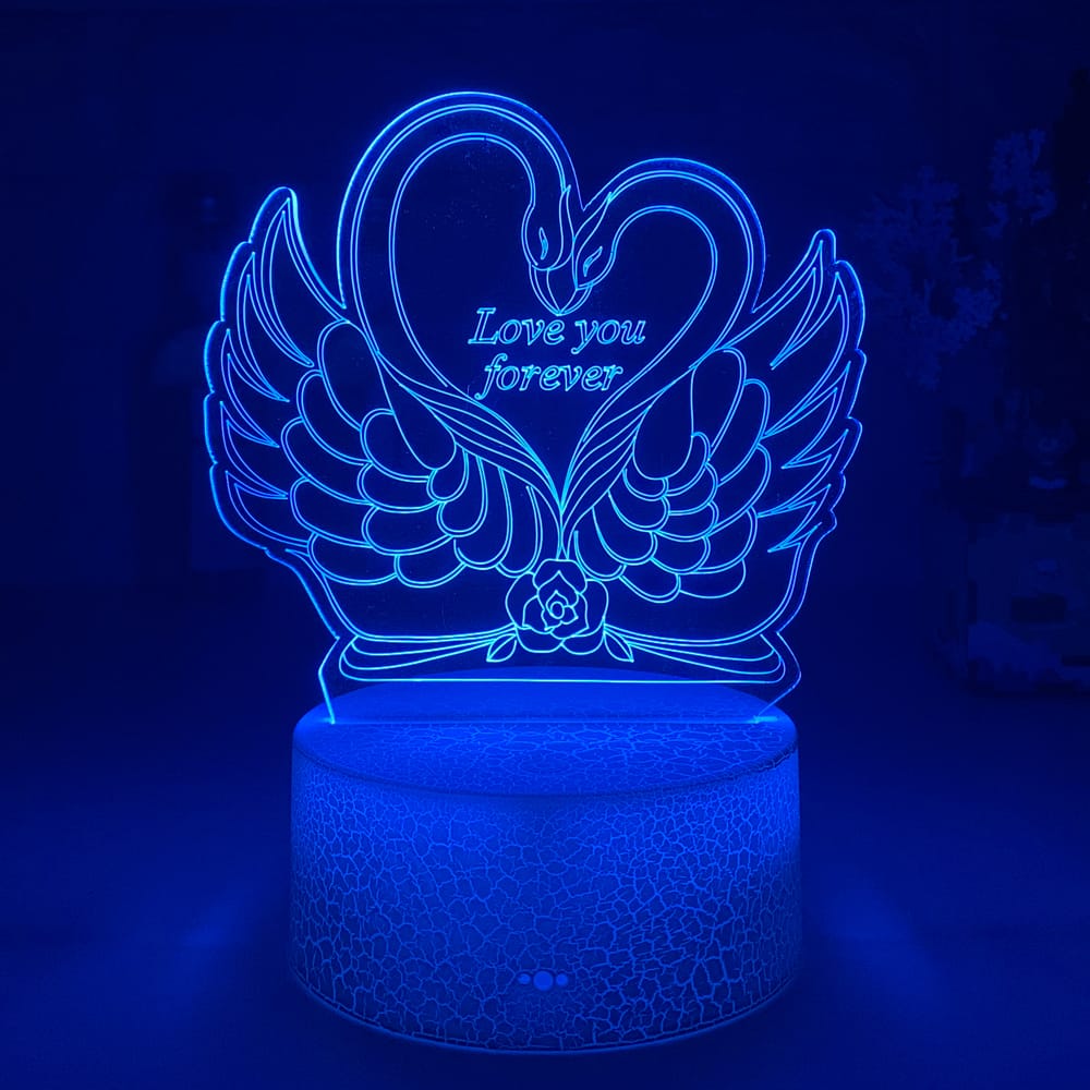 3D LED Hart Zwaan Nachtlampje 20cm Nachtlampen