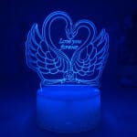 3D LED Hart Zwaan Nachtlampje 20cm Nachtlampen