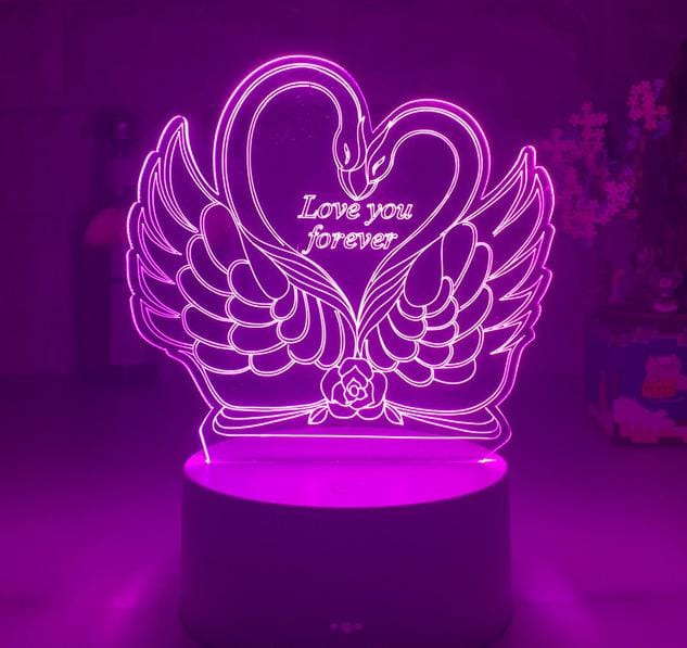 3D LED Hart Zwaan Nachtlampje 20cm Nachtlampen
