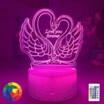 3D LED Hart Zwaan Nachtlampje 20cm Nachtlampen
