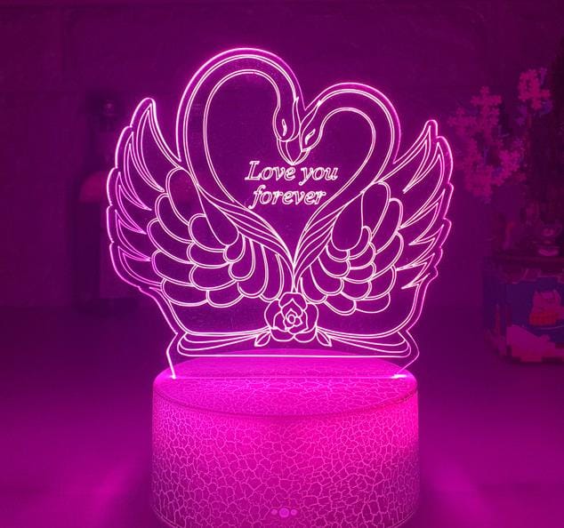 3D LED Hart Zwaan Nachtlampje 20cm Nachtlampen