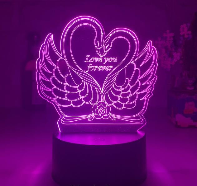 3D LED Hart Zwaan Nachtlampje 20cm Nachtlampen