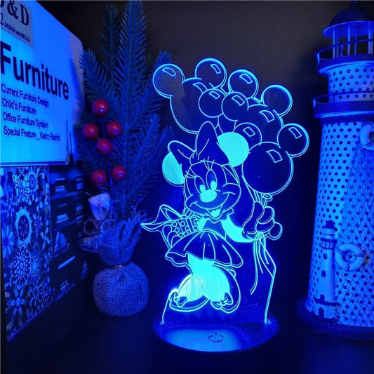 3D Minnie Nachtlampje Ballonnen Nachtlampen