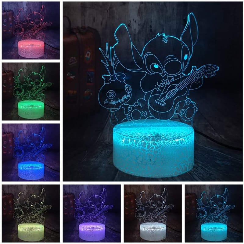3D Nachtlampje Assepoester Stitch Nachtlampen