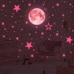 3D Roze Maan en Sterren Nachtlampje Nachtlampen
