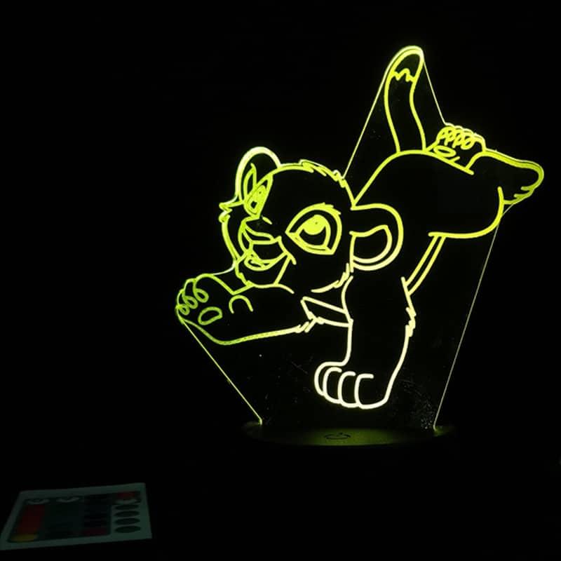 Acryl LED Nachtlampje Simba Koning Nachtlampen