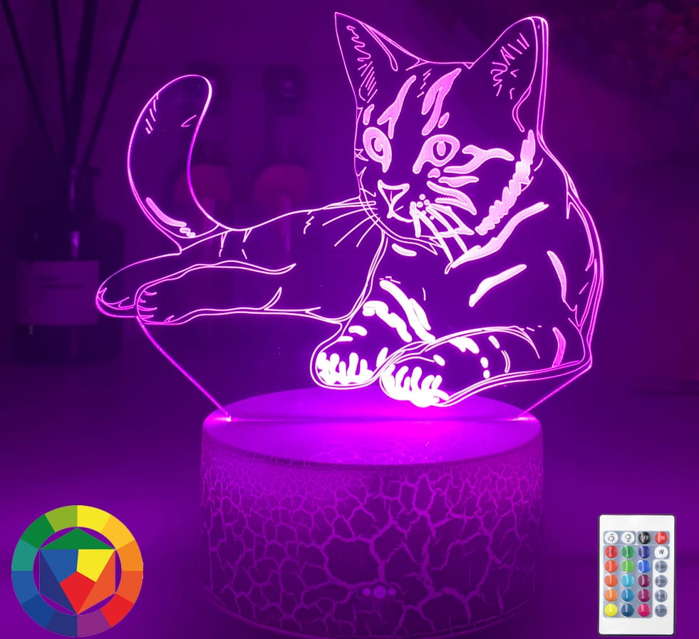 Acryl Nachtlampje Katfiguurtje Nachtlampen