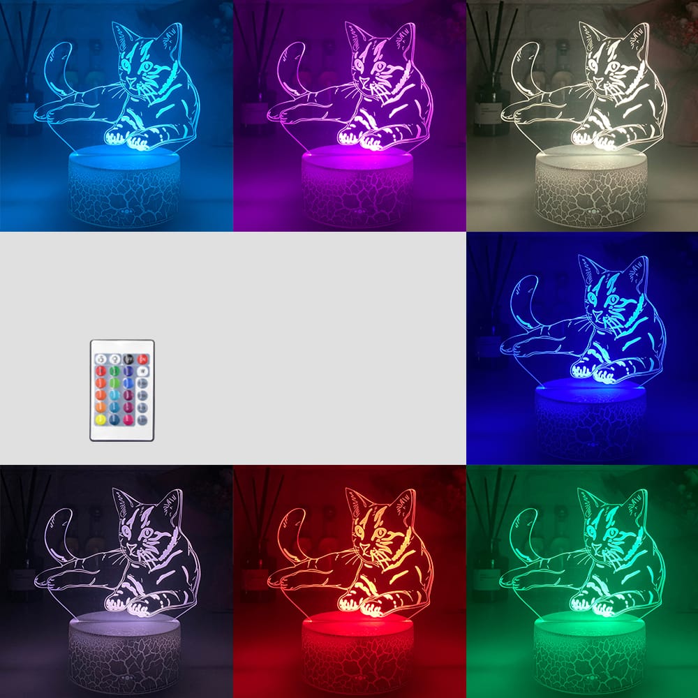 Acryl Nachtlampje Katfiguurtje Nachtlampen