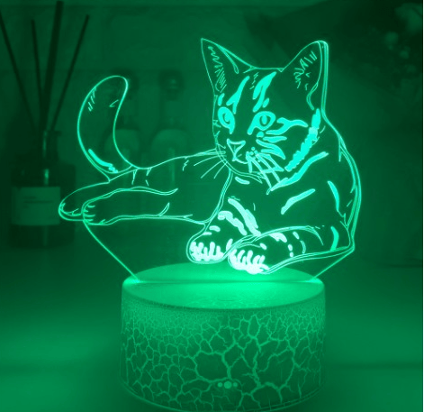 Acryl Nachtlampje Katfiguurtje Nachtlampen