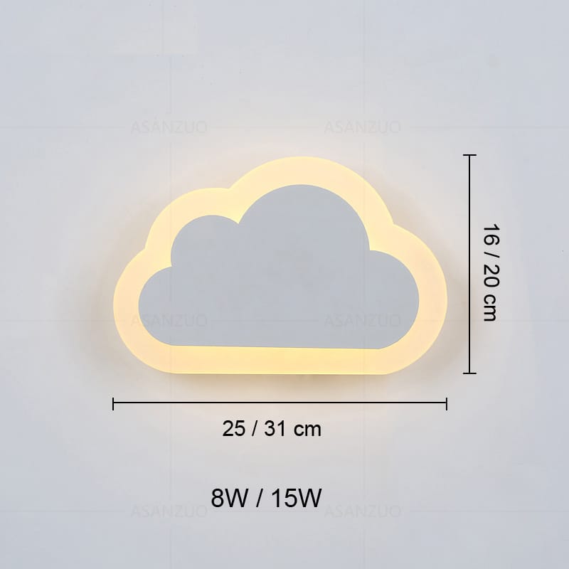 Acryl Wolk Wandlamp S 25x16 cm Nachtlampen