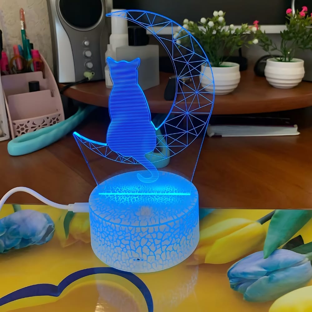 Acrylisch Kat En Maan Nachtlampje Nachtlampen