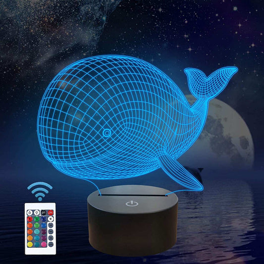 Blauw 3D Walvis Nachtlampjes Nachtlampen