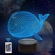 Blauw 3D Walvis Nachtlampjes