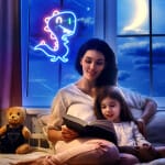 Blauwe Neon Dinosaurus Nachtlampje Nachtlampen