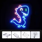 Blauwe Neon Dinosaurus Nachtlampje Nachtlampen
