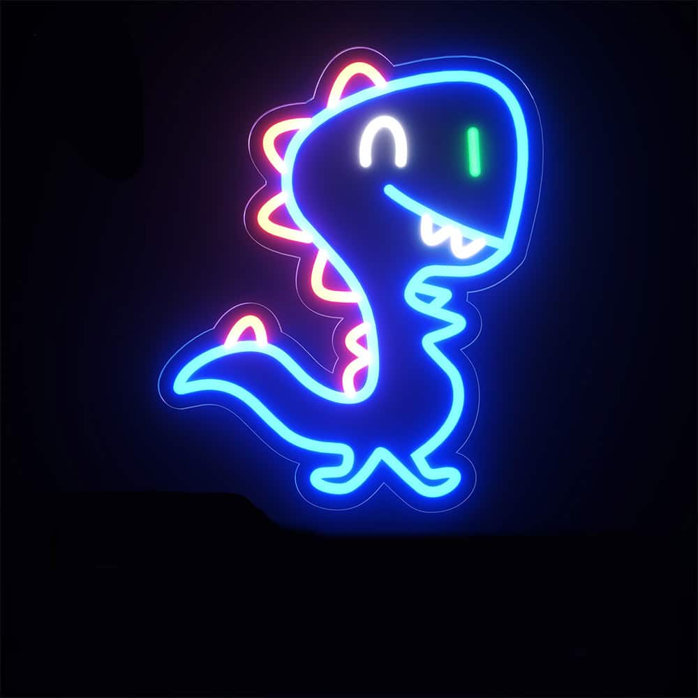 Blauwe Neon Dinosaurus Nachtlampje Nachtlampen