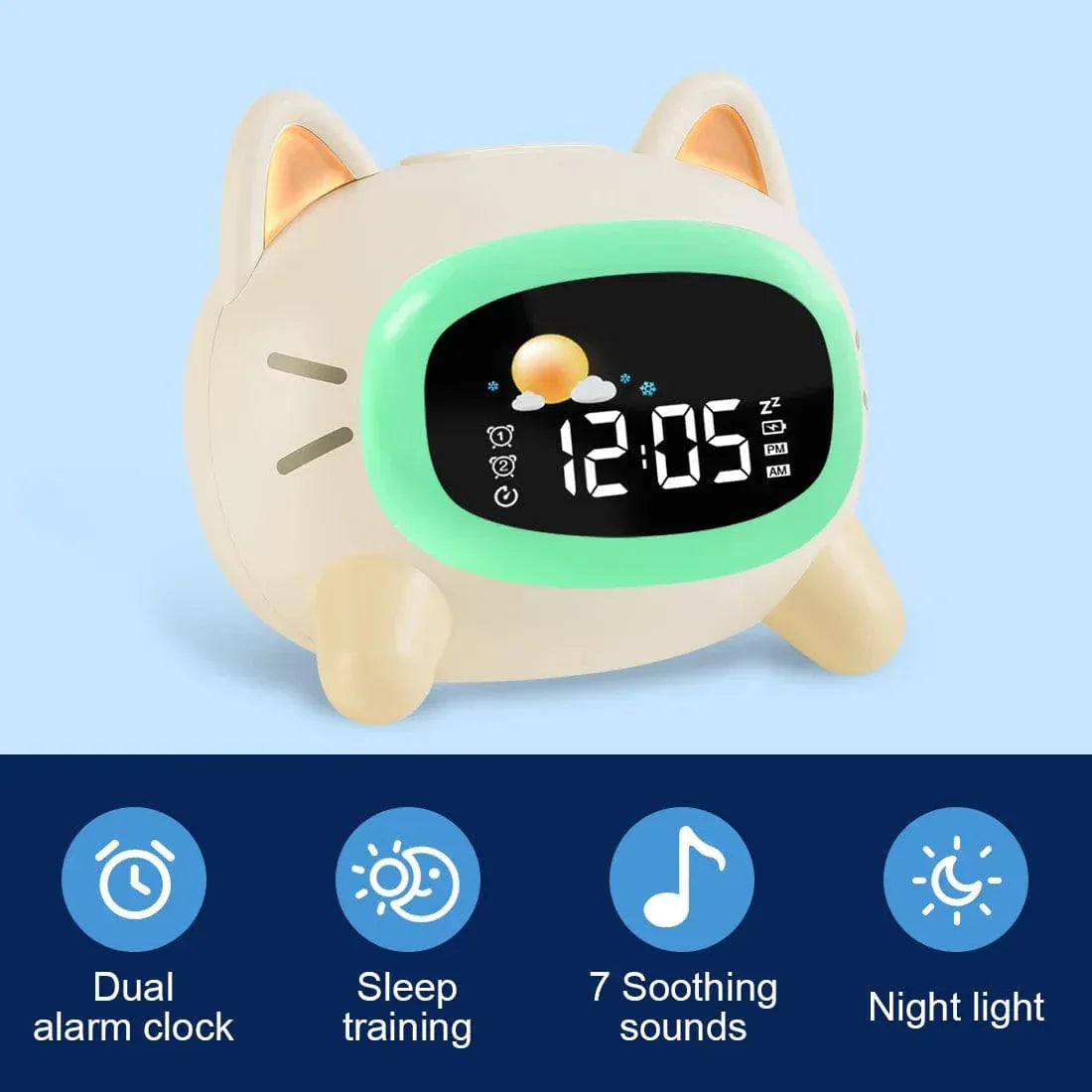 CatUp Kat Wekker Met 5 Kleuren Nachtlampen