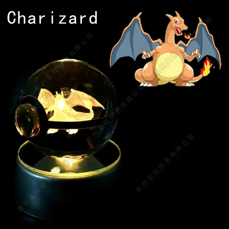 Charizard 3D Nachtlampje met LED Kristalbasis Nachtlampen