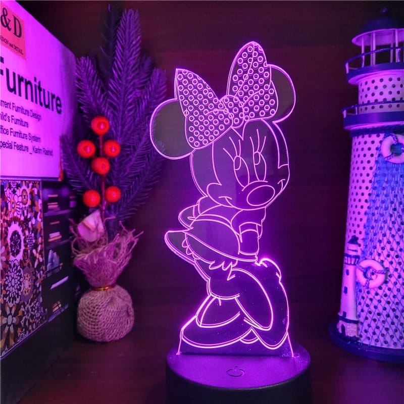 Disney Minnie 3D Nachtlampje Roze Met Aanraaksensor Nachtlampen