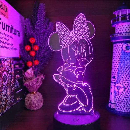 Disney Minnie 3D Nachtlampje Roze Met Aanraaksensor Nachtlampen