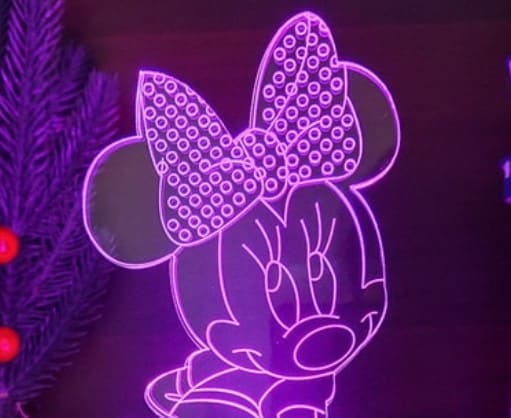 Disney Minnie 3D Nachtlampje Roze Met Aanraaksensor Nachtlampen