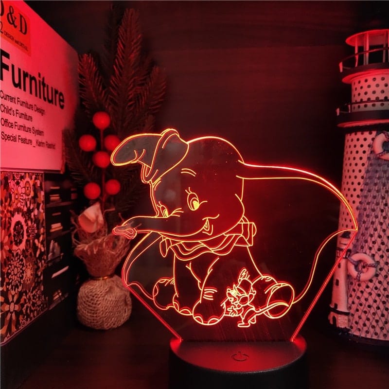 Dumbo 3D Nachtlampje Disney Tekenfilm voor Kinderen Nachtlampen