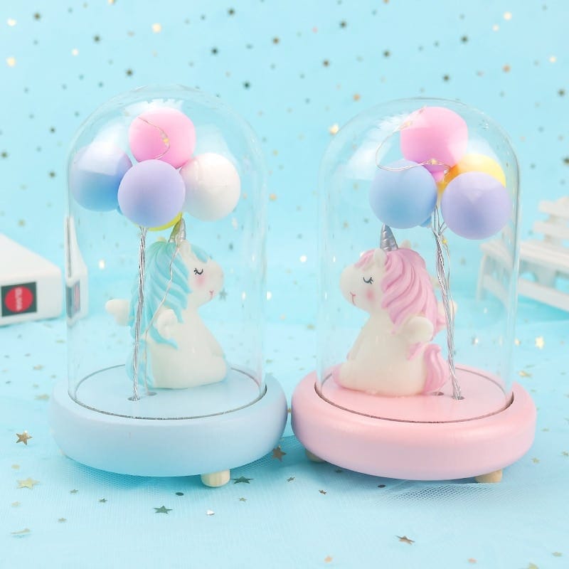 Eenhoorn Ballon Nachtlampje Resin 14x10 Cm Voor Kinderen Nachtlampen