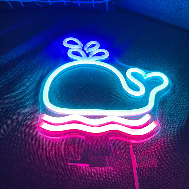 Fluorescerende LED Walvis Wandlamp Nachtlampen