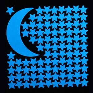 Fosforescerende Muursticker Ster en Maan 20x20 cm Nachtlampen