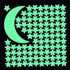 Fosforescerende Muursticker Ster en Maan 20x20 cm Nachtlampen