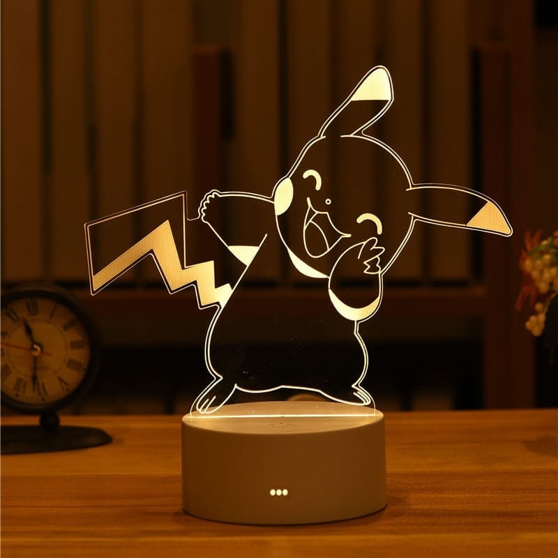 Gele Pikachu 3D LED Nachtlampje Nachtlampen