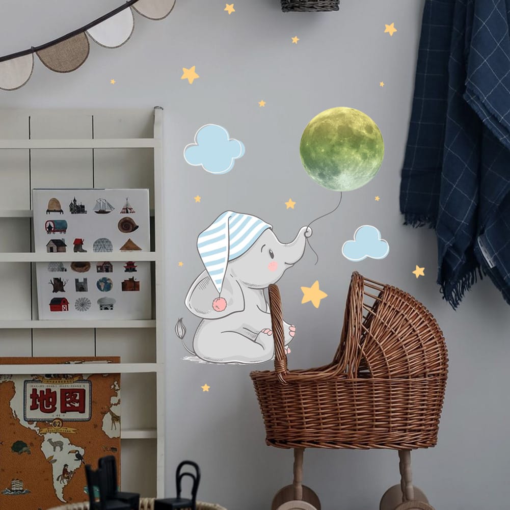 Gloeiende Olifant Maan Muursticker Nachtlampen