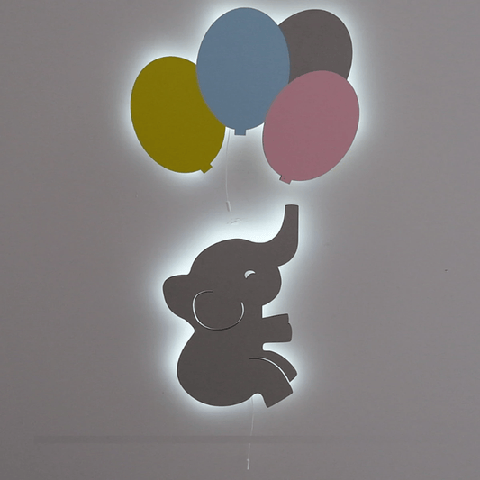 Houten Ballon en Olifant Nachtlamp Met LED Voor Kinderen Nachtlampen