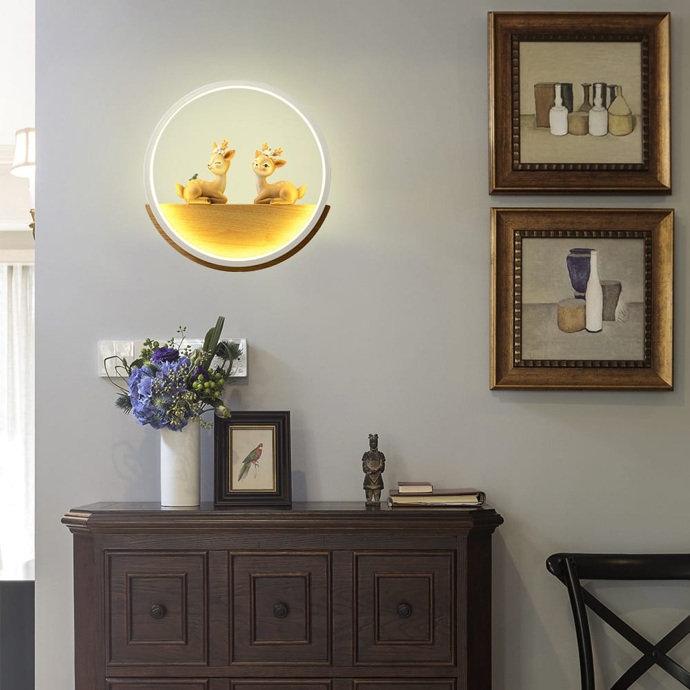 Houten Hert Wandlampje Kinderkamer Nachtlampen