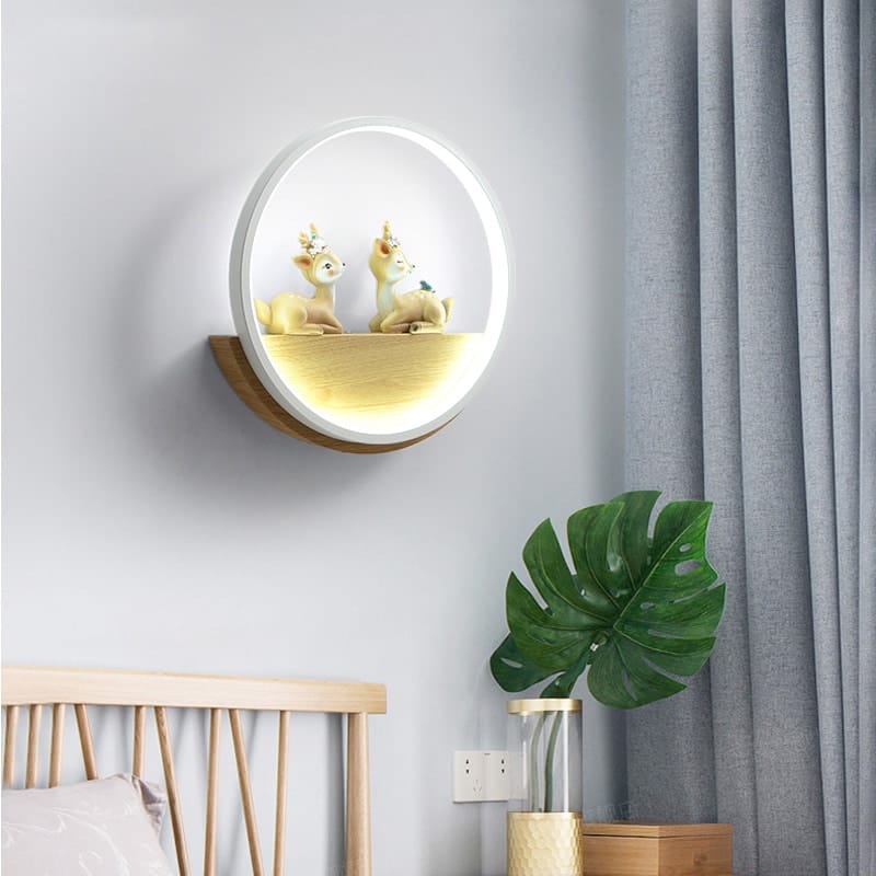 Houten Hert Wandlampje Kinderkamer Nachtlampen