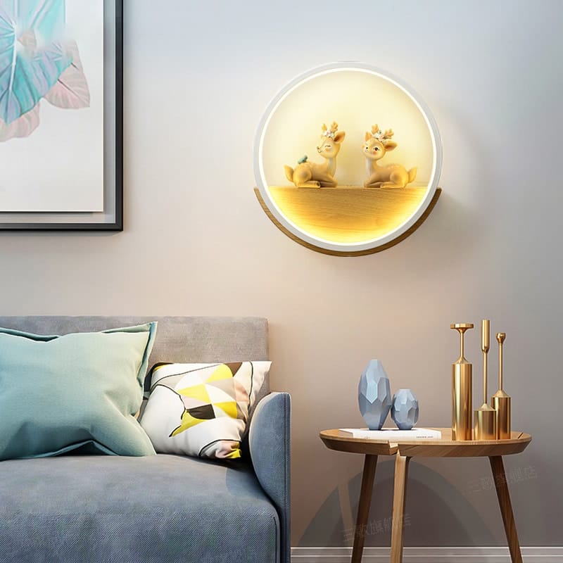 Houten Hert Wandlampje Kinderkamer Nachtlampen