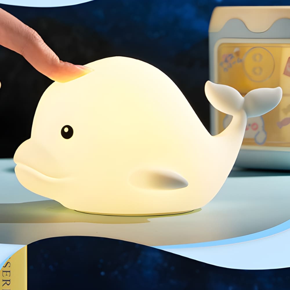 Kleine Walvis Nachtlampje Met Batterij 17,8 cm Cartoon Ontwerp Nachtlampen