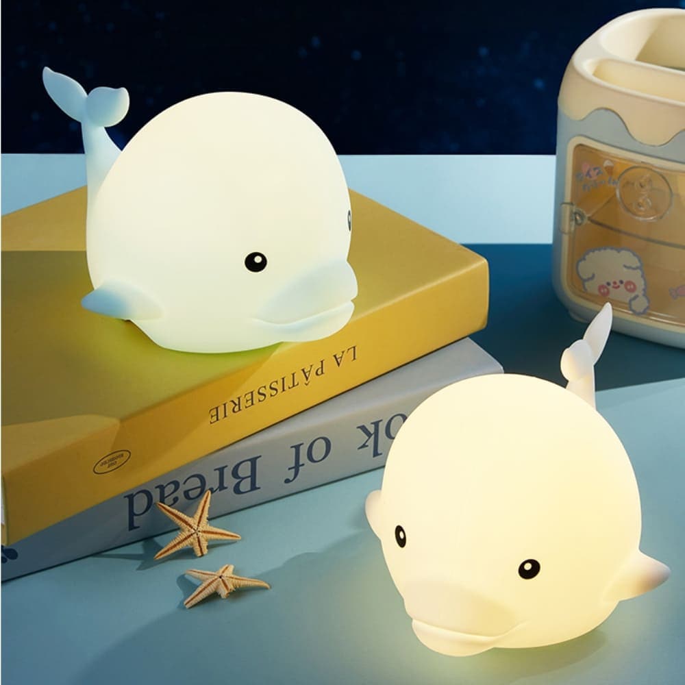 Kleine Walvis Nachtlampje Met Batterij 17,8 cm Cartoon Ontwerp Nachtlampen