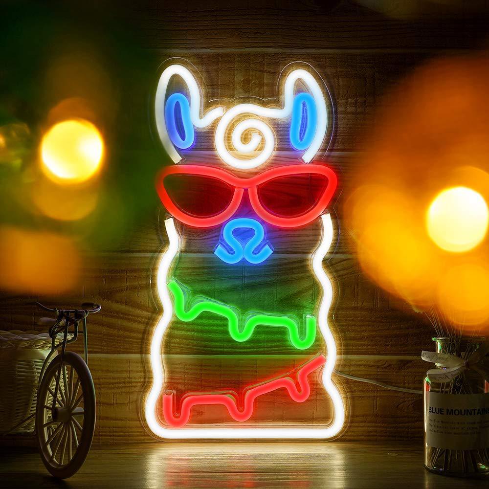 Kleurrijke Neon Alpaca USB Lamp 40x22cm Sfeervolle Verlichting Nachtlampen