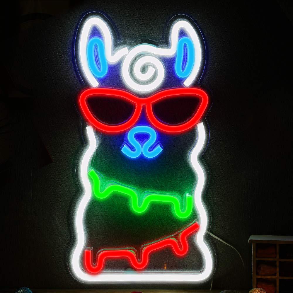 Kleurrijke Neon Alpaca USB Lamp 40x22cm Sfeervolle Verlichting Nachtlampen